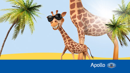 Mailing für Apollo Kindersonnenbrillen: Giraffe mit Sonnenbrille als Keyvisual