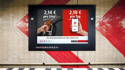 U-Bahn Reklame - Tank-Zapfhahn vs. D-Ticket