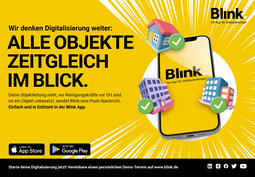 Blink AZ Handy umringt von Häusern
