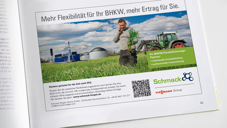 Schmack-Anzeige mit QR Code in Fachmagazin