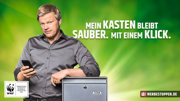 Anzeige Werbestopper mit Oliver Kahn: Mein Kasten bleibt sauber