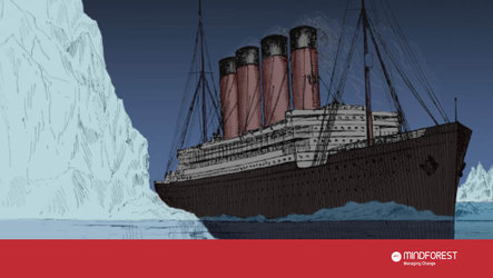 Mindforst Zeichnung Titanic zwischen Eisbergen