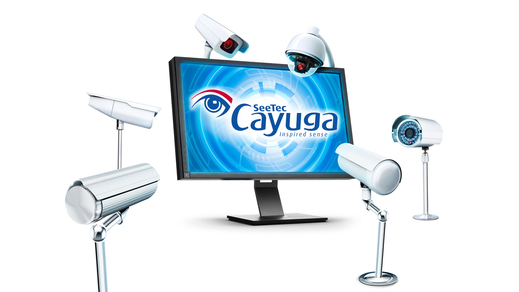 SeeTec Cayuga auf Bildschirm von Cameras umgeben