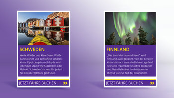Kachel mit Destinations-Beschreibung zu Schweden und Finnland