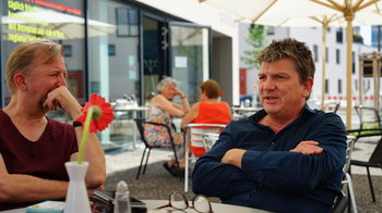 Bloom Geschäftsführer Hans-Peter Hösl und Steff Neukam im Café