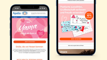[Translate to EN:] Smartphone mit Apollo Muttertags-Mailing