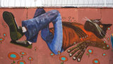 Mural des Street-Art-Künstlers Thiago Goms: liegender Kater